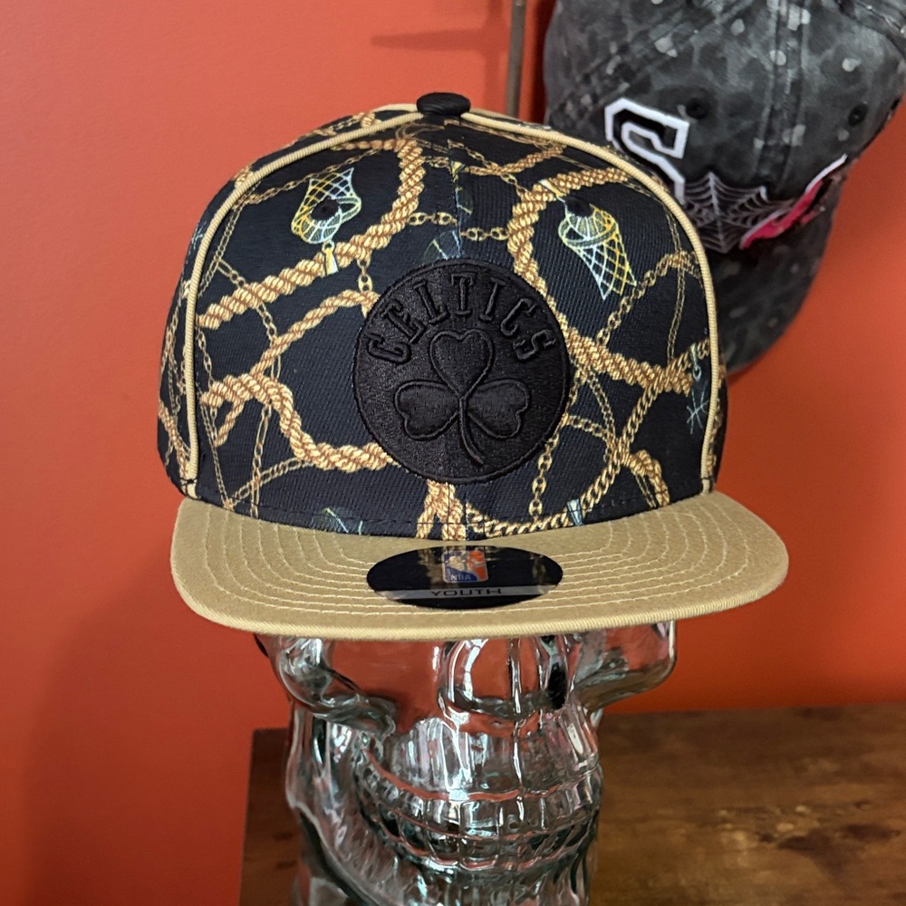 NBA Black and Tan Celtics Snapback Hat youth size